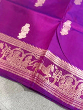 Saree Pure Bengal Handloom Authentic Baluchari On Premium Quality Bishnupuri Silk Dual Shade Purple Festive Traditional Durga Pujo Diwali S10998 - Saree - Aakritee - S10998